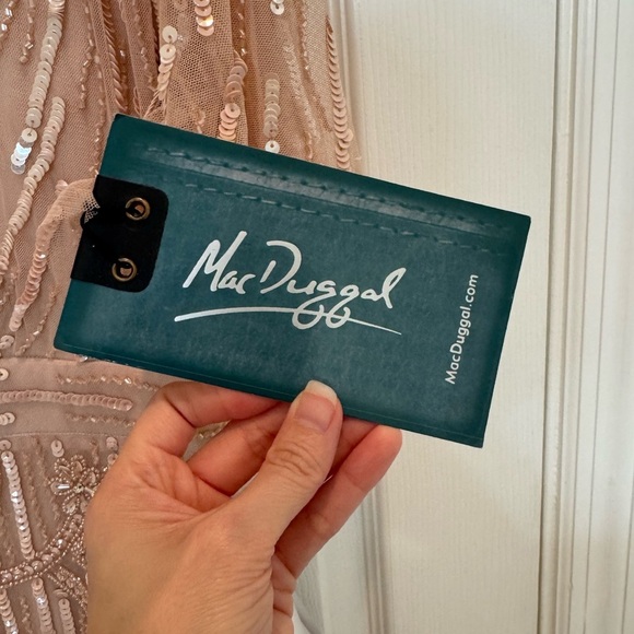 NWT Mac Duggal 9064 Pink Embellished Cap Sleeve Faux Wrap Trumpet Gown Size 10 - Picture 7 of 11